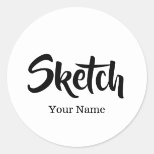 Schets met Jouw naam Gepersonaliseerde Ronde Stick Sticker
