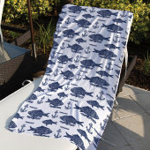 schets Nautical Fish, Waves & Anchor White Strandlaken