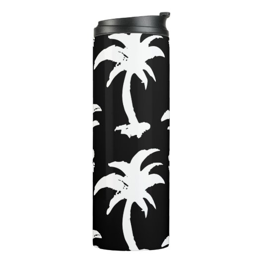 Schets palmbomen, ananas, monochroom patroon. thermosbeker (Gedraaid links)