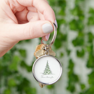 Schets Pine Kerstboom Minimale scriptnaam Sleutelhanger