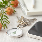 Schets Pine Kerstboom Minimale scriptnaam Sleutelhanger (Zijkant)