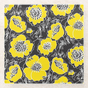 Schets Pioen Bloemen Leuk Patroon Glazen Onderzetter