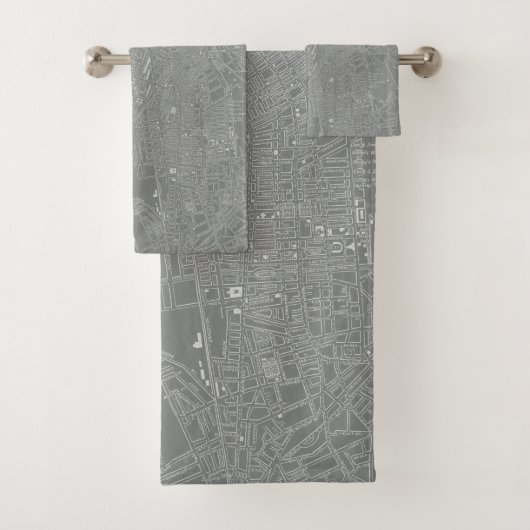 Schets van Boston City Map Bad Handdoek (Insitu)