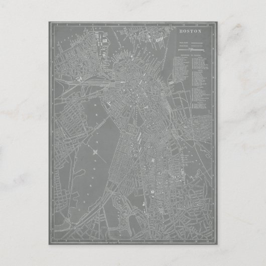 Schets van Boston City Map Briefkaart (Voorkant)