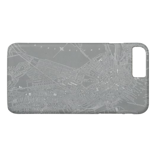 Schets van Boston City Map Case-Mate iPhone Case (Achterkant (Horizontaal))