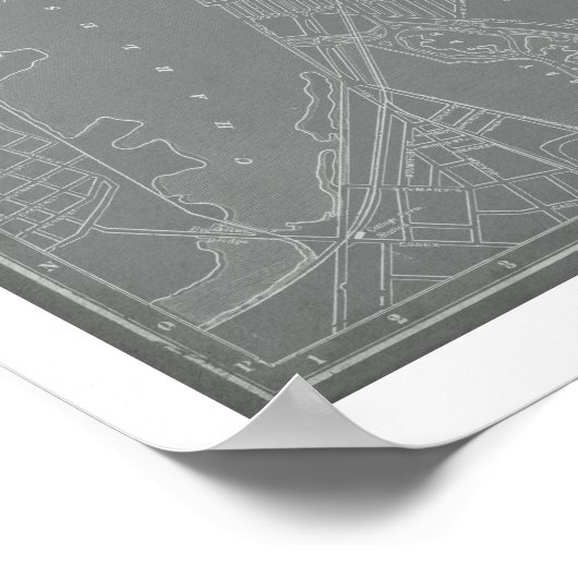 Schets van Boston City Map Poster (Hoek)