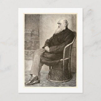 Schets van Charles Darwin, in 1891 wordt Briefkaart
