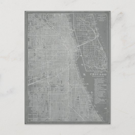 Schets van Chicago City Map Briefkaart (Voorkant)