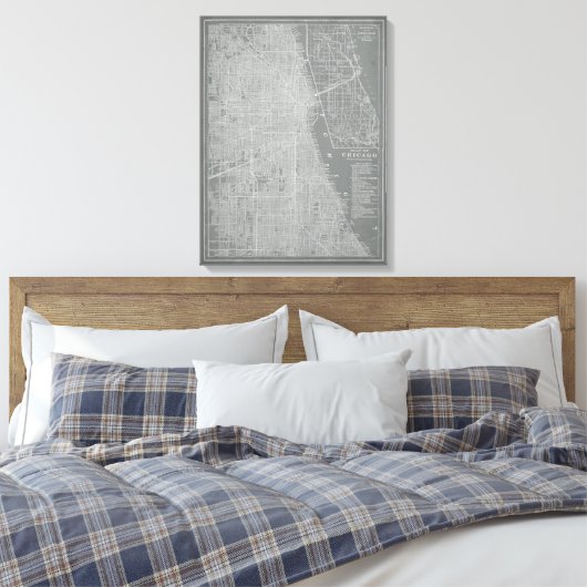 Schets van Chicago City Map Canvas Afdruk (Insitu (Slaapkamer))