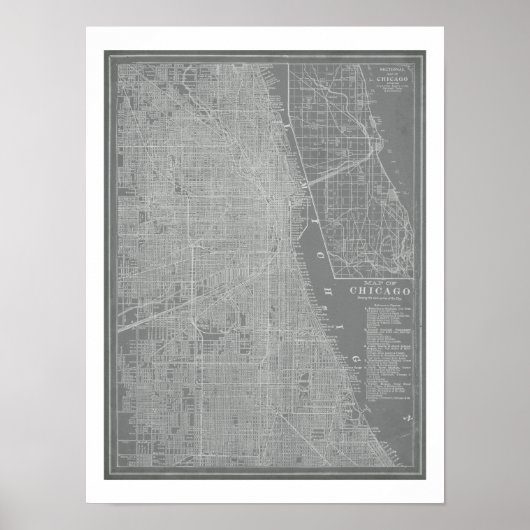 Schets van Chicago City Map Poster (Voorkant)