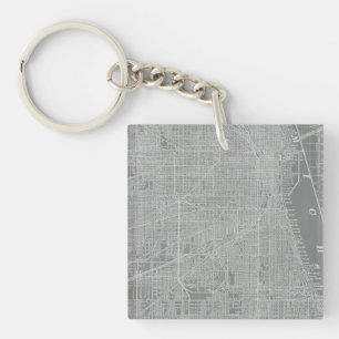 Schets van Chicago City Map Sleutelhanger
