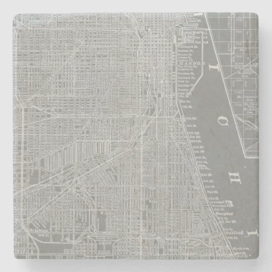 Schets van Chicago City Map Stenen Onderzetter (Voorkant)