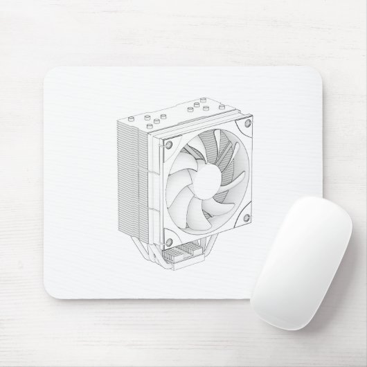 Schets van computer processor koeler muismat (Met muis)