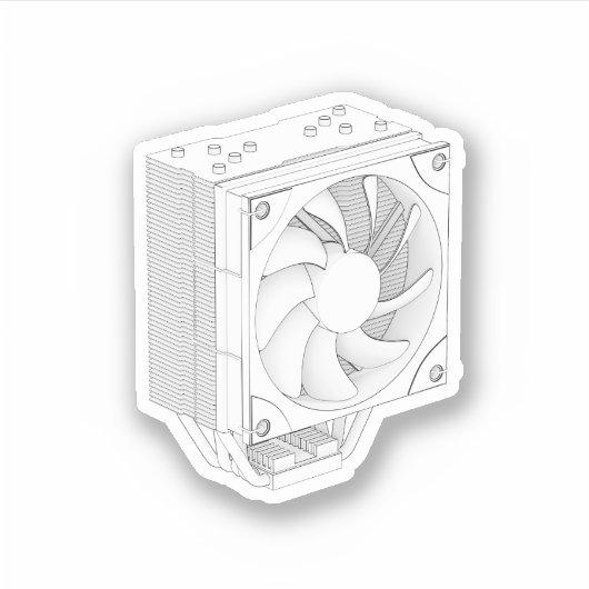Schets van computer processor koeler sticker (Voorkant)