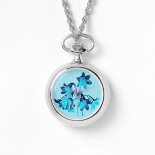 Schets van Daylilies - Cobalt en Sky Blue Horloge