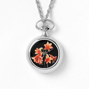 Schets van Daylilies - Mandarijns oranje en Rust Horloge