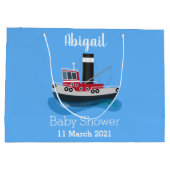 Schets van de cartoon van de trawlvisserij met de  groot cadeauzakje (Achterkant)