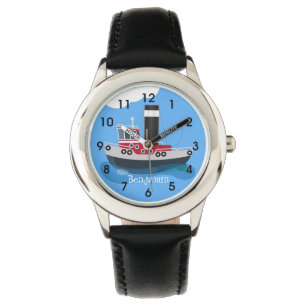 Schets van de cartoon van de trawlvisserij met de horloge