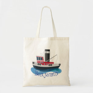 Schets van de cartoon van de trawlvisserij met de  tote bag