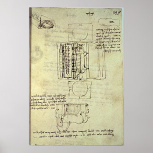 Schets van de gipspit voor het Sforza-paard Poster