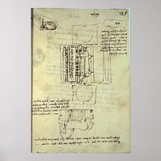 Schets van de gipspit voor het Sforza-paard Poster (Voorkant)