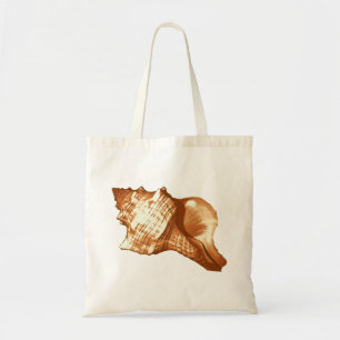 Schets van de schelp van de kegel - bruin, wit en  tote bag