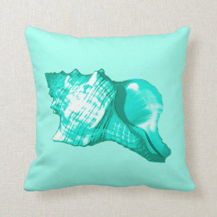 Schets van de schelp van de kegel - turquoise, wit kussen