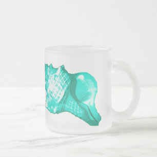 Schets van de schelp van de kegel - turquoise, wit matglas koffiemok