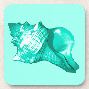 Schets van de schelp van de kegel - turquoise, wit onderzetter