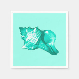 Schets van de schelp van de kegel - turquoise, wit servet