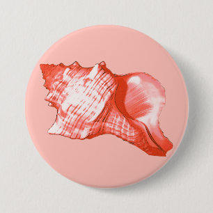 Schets van de schelp van de sluiting - koraal, roz ronde button 7,6 cm