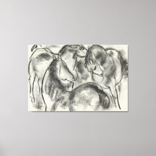 Schets van drie paarden canvas afdruk