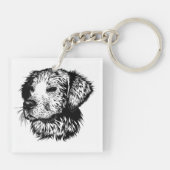 Schets van een hondenhoofd sleutelhanger (Achterkant)