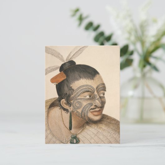 Schets van een Maori-Man, c. 1769 Briefkaart (Staand voorkant)