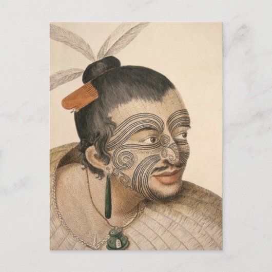 Schets van een Maori-Man, c. 1769 Briefkaart (Voorkant)