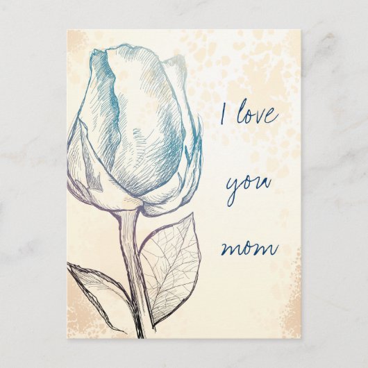 Schets van een roos, briefkaart (Voorkant)