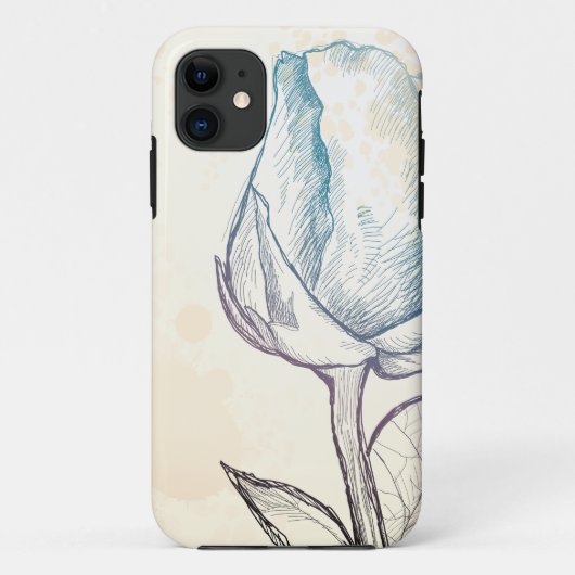 Schets van een roos, iPhone case (Achterkant)