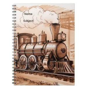 Schets van een stoomtrein uit het verleden notitieboek