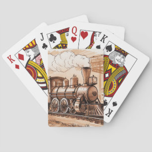Schets van een stoomtrein uit het verleden pokerkaarten