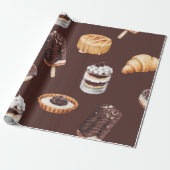 schets van heerlijke mooie desserts en pastr cadeaupapier (Uitgerold)