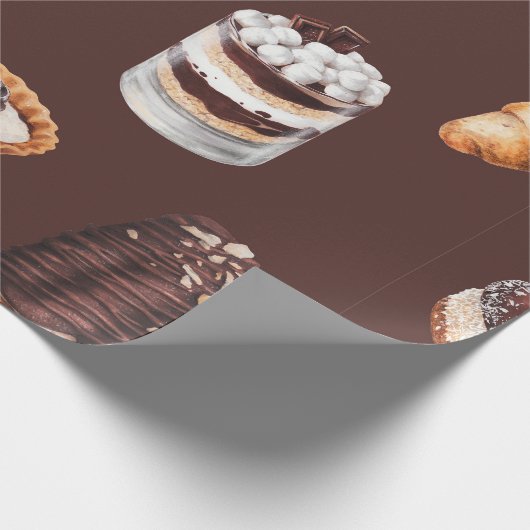 schets van heerlijke mooie desserts en pastr cadeaupapier (Hoek)