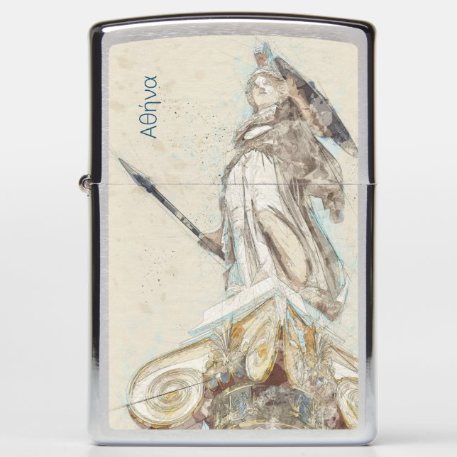 Schets van het beeld van Athena Zippo Lighter (Voorkant)