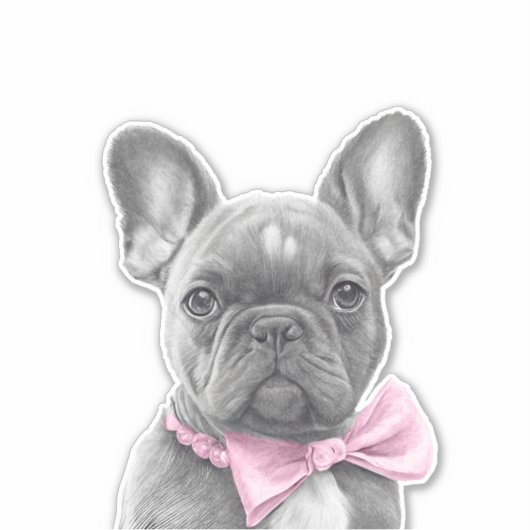 Schets van het luienstaartje met roze boog sticker (Voorkant)