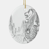 Schets van het Singapore Toerisme Landmark - Merli Keramisch Ornament (Rechts)