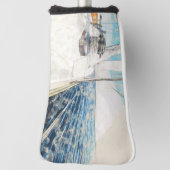 Schets van het zeilschip dat door het zee surft golfheadcover (Draai 90)