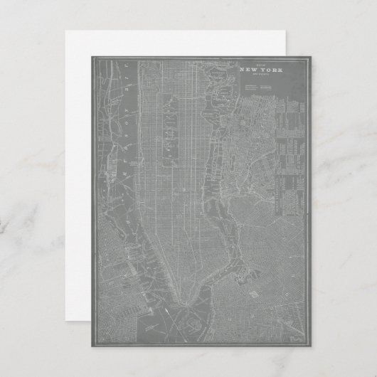 Schets van New York City Map Briefkaart (Voorkant / Achterkant)