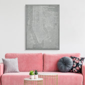 Schets van New York City Map Canvas Afdruk (Insitu (Woonkamer))