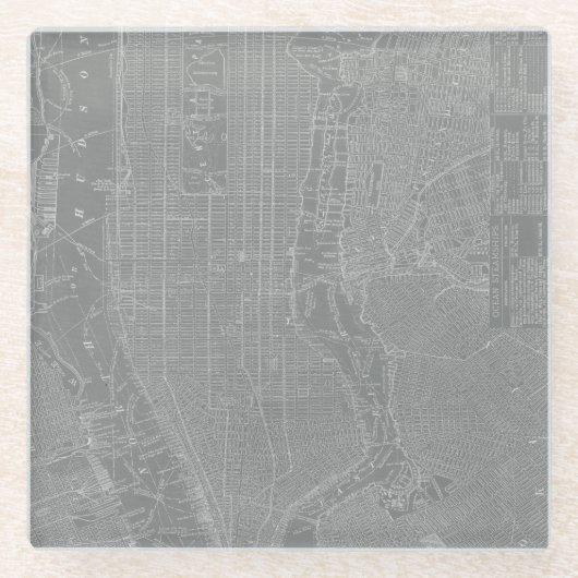 Schets van New York City Map Glazen Onderzetter (Voorkant)