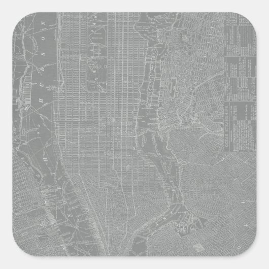 Schets van New York City Map Vierkante Sticker (Voorkant)