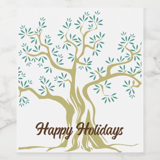 Schets van olijfbomen wijn etiket (Enkel label)